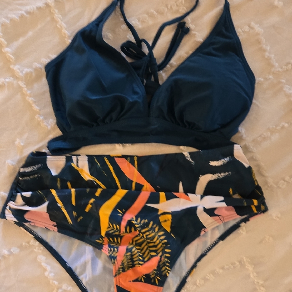 Tropical Print Halter Bikini